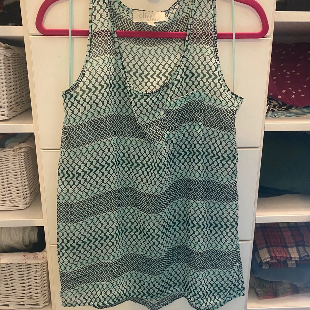 Teal Designed Blouse Tank